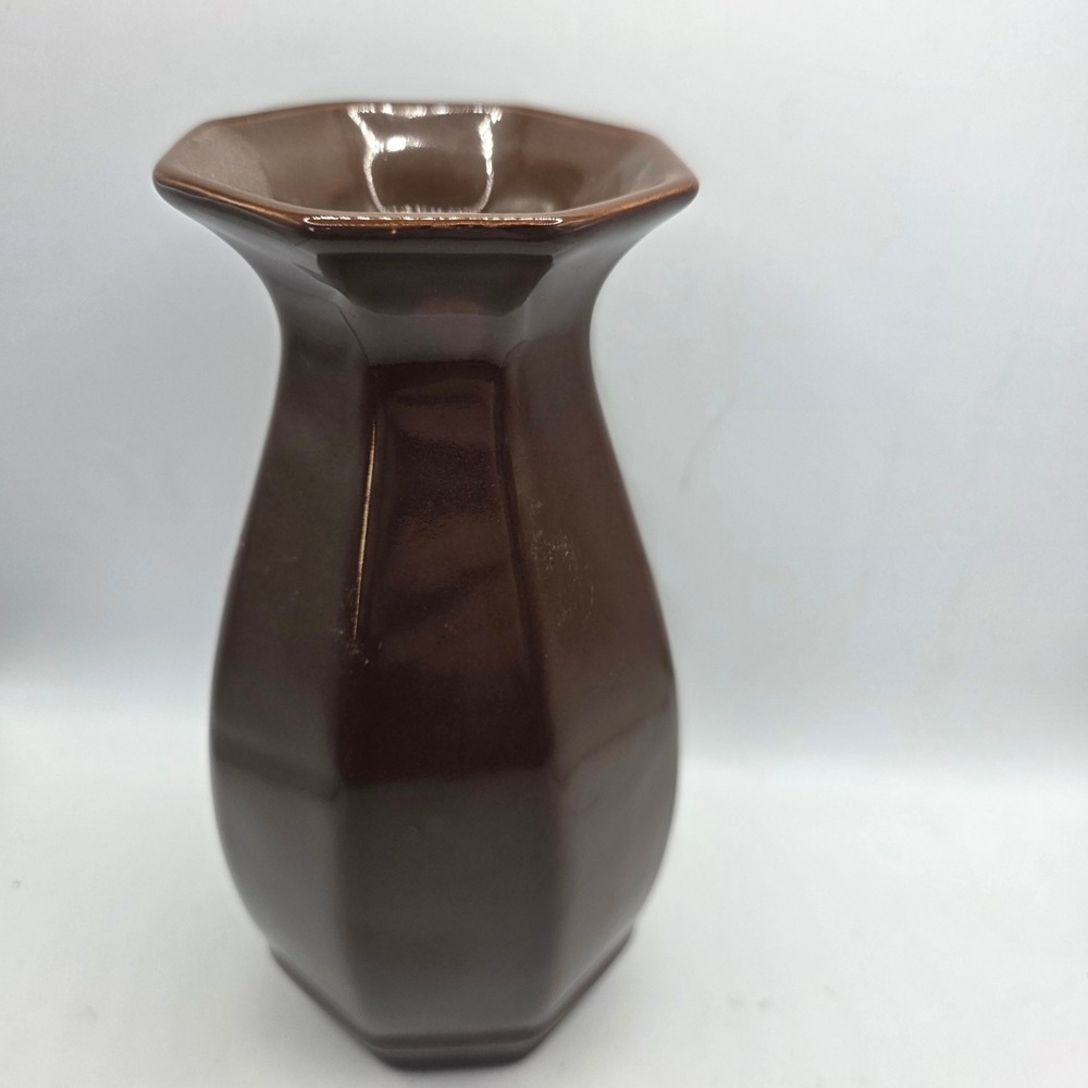 Vintage Royal Haeger Dundee Illinois Brown Glazed Art Pottery Vase Original Labe